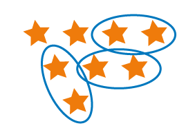 Eight stars, three pairs of two adjacent stars are circled.