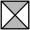A square divided into four equal parts by its diagonals. The top and bottom quarters are shaded.