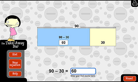 Problem of 90 minus 30, with a diagrammatic representation.