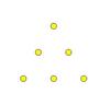 Six dots arranged in a triangular pattern with three dots on each side.