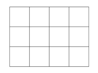 A blank rectangular grid of twelve equally sized squares arranged in a three by four pattern.