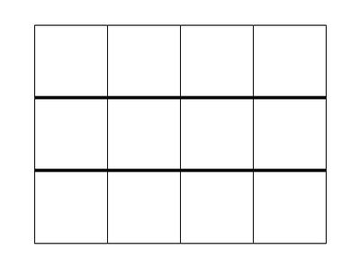 A blank rectangular three by four grid, emphasising the three rows.