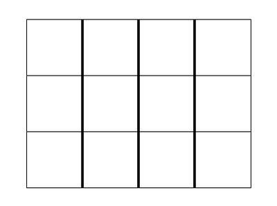 A blank rectangular three by four grid, emphasising the four columns.
