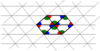 The original grid of lines, with six triangles around a point highlighted.