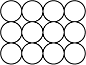 Three rows of four circles touching each other in a rectangular pattern.