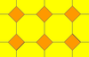 A tessellation formed by fitting regular octagons together, with squares fitted in the gaps.