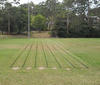 A photo of a 100 metre running track in a park.