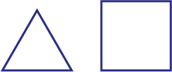 An equilateral triangle and a square. The side lengths of both figures are equal.